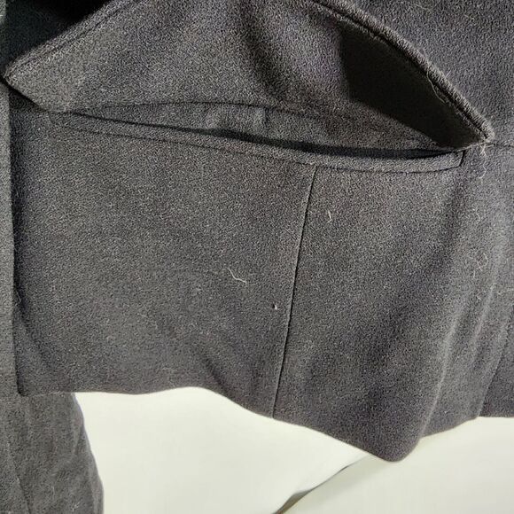 A New Day Womans Jacket Sz 8 Black Collarless Snap Front Crop Lined Shoulder Pad - Picture 6 of 10